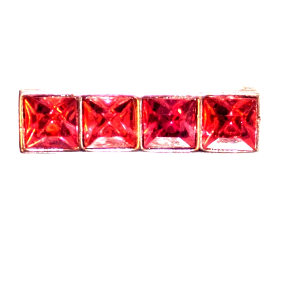 Pink Stone Vintage Bar Style Brooch Unsigned